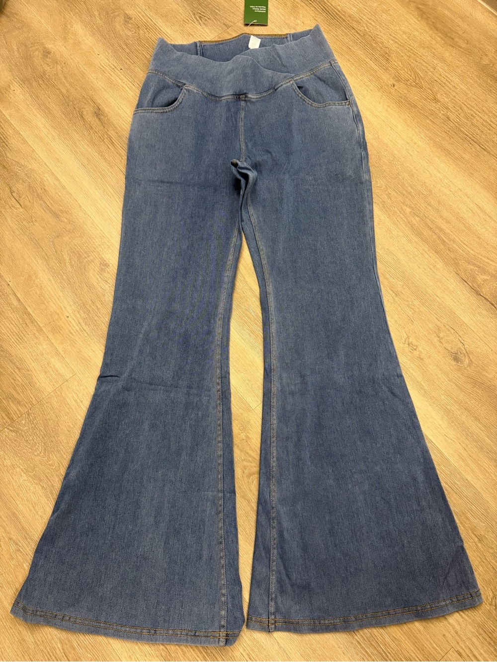 Halara Blue Denim Flare Pants Size L Regular 017